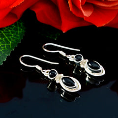 Riyo Nice Gemstone multi shape Cabochon Black Onyx Silver Earring college student gift