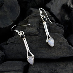 Riyo Nice Gemstone multi shape Cabochon White Rainbow Moonstone Silver Earrings good Friday gift