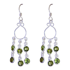 Riyo Nice Gemstone multi shape Faceted Green Peridot Silver Earrings frinendship day gift