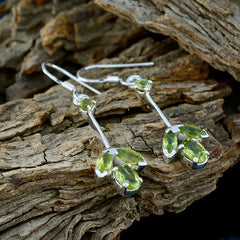 Riyo Nice Gemstone multi shape Faceted Green Peridot Silver Earrings gift for wife