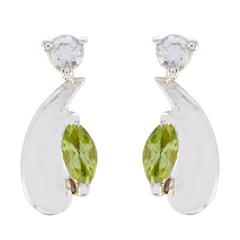 Riyo Nice Gemstone multi shape Faceted Green Peridot Silver Earrings new years day gift