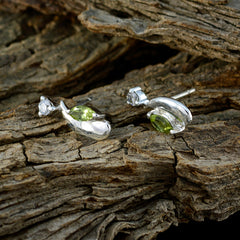 Riyo Nice Gemstone multi shape Faceted Green Peridot Silver Earrings new years day gift