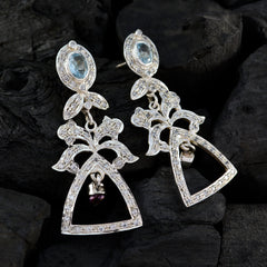 Riyo Nice Gemstone multi shape Faceted Multi Multi CZ Silver Earring gift