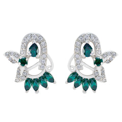 Riyo Nice Gemstone multi shape Faceted Multi Multi CZ Silver Earrings easter Sunday gift
