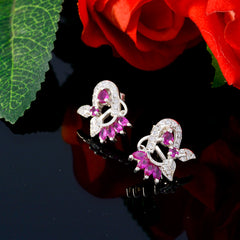 Riyo Nice Gemstone multi shape Faceted Multi Multi CZ Silver Earrings gift for anniversary day