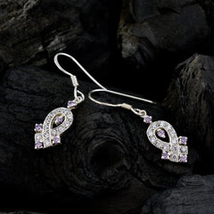 Riyo Nice Gemstone multi shape Faceted Multi Multi CZ Silver Earrings gift for college