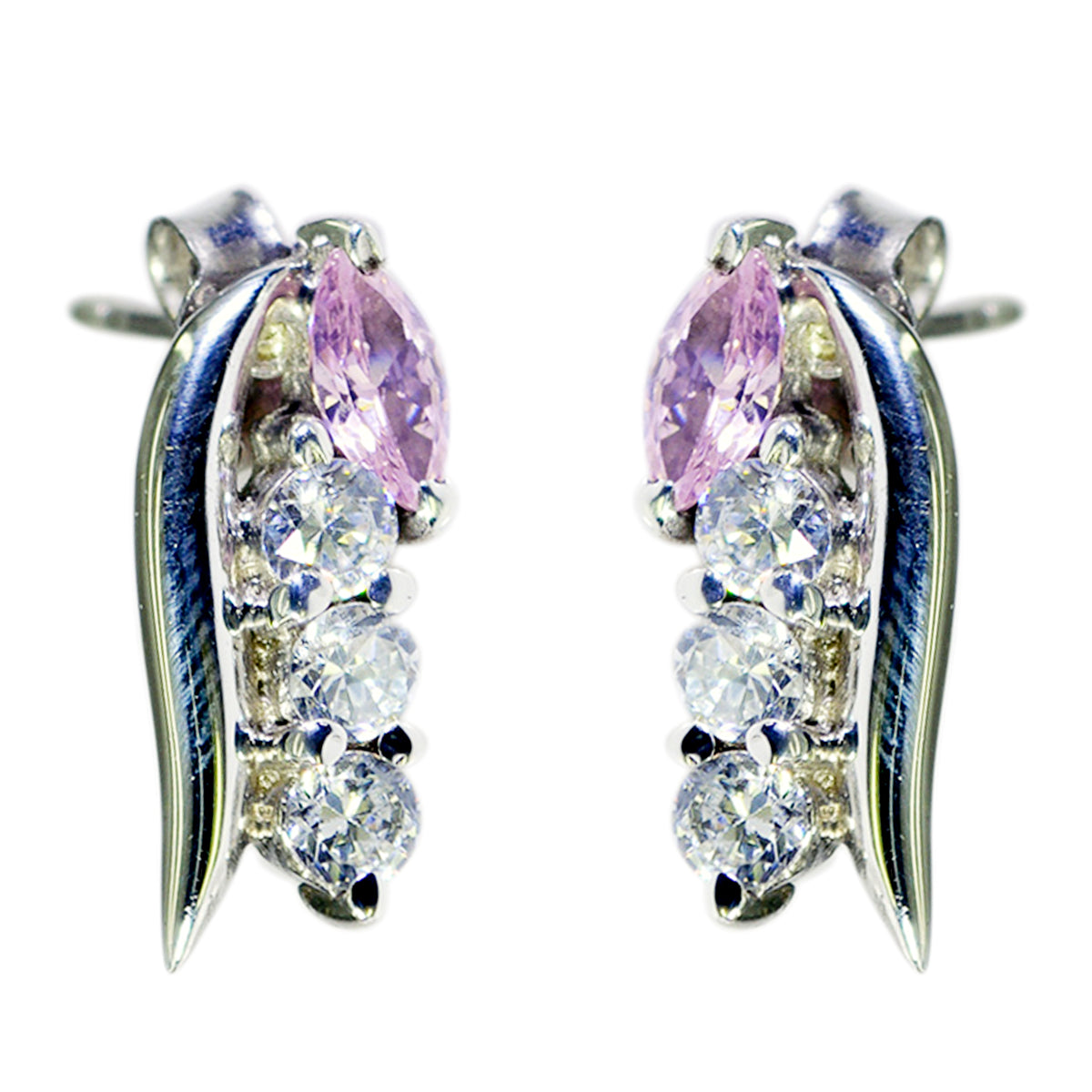 Riyo Nice Gemstone multi shape Faceted Multi Multi CZ Silver Earrings gift for grandmom