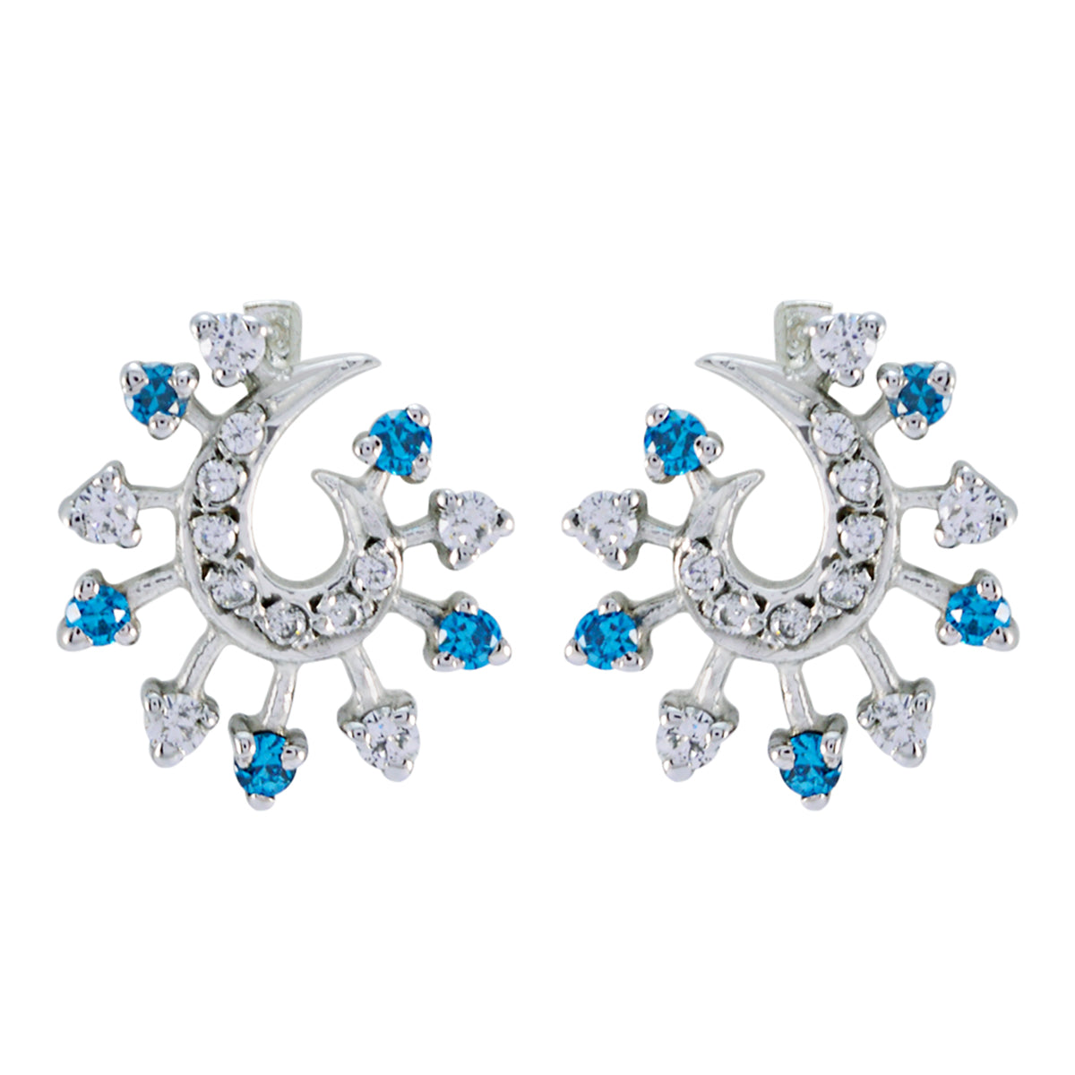 Riyo Nice Gemstone multi shape Faceted Multi Multi CZ Silver Earrings mother's day gift