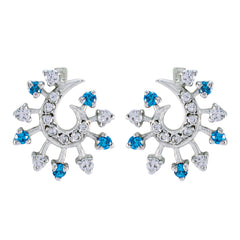 Riyo Nice Gemstone multi shape Faceted Multi Multi CZ Silver Earrings mother's day gift