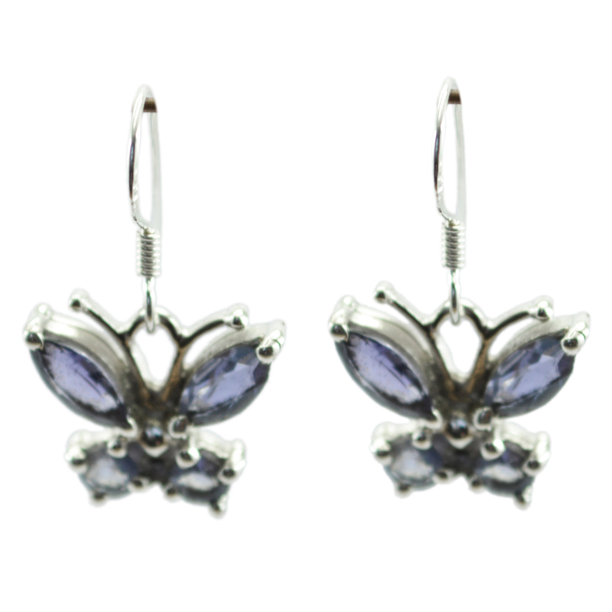 Riyo Nice Gemstone multi shape Faceted Nevy Blue Iolite Silver Earring black Friday gift