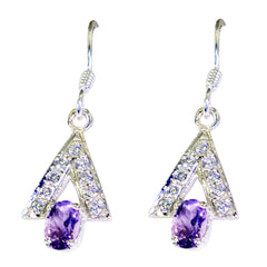 Riyo Nice Gemstone multi shape Faceted Purple Amethyst Silver Earring moms day gift