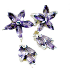 Riyo Nice Gemstone multi shape Faceted Purple Amethyst Silver Earrings gift for college