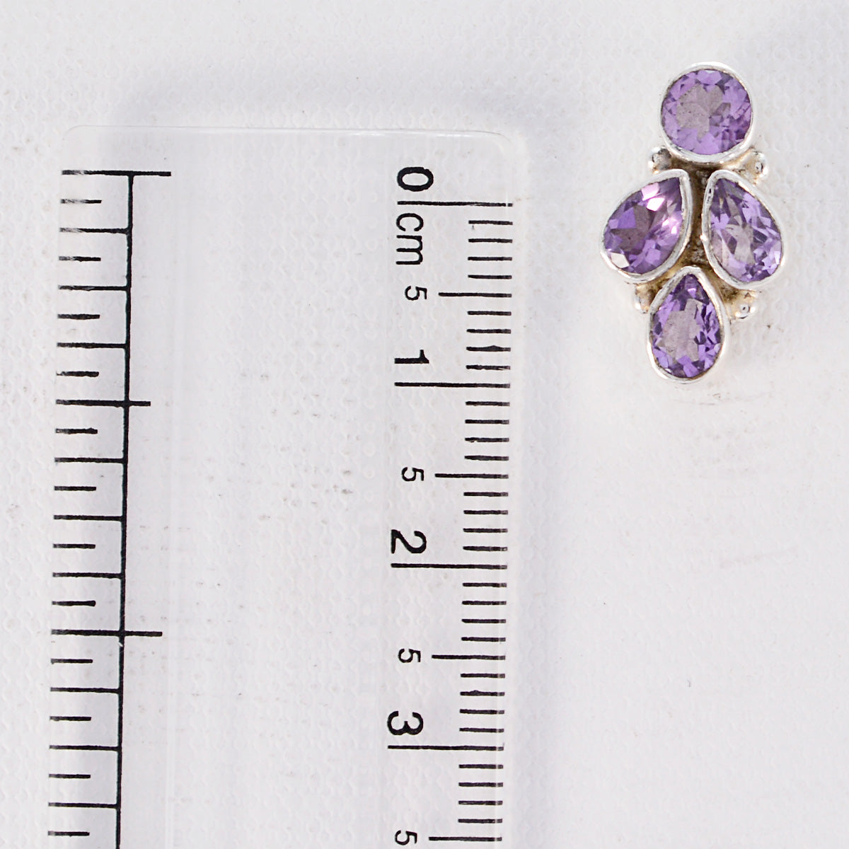 Riyo Nice Gemstone multi shape Faceted Purple Amethyst Silver Earrings gift for sister