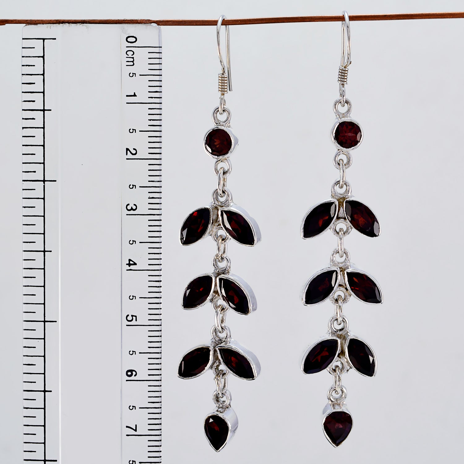 Riyo Nice Gemstone multi shape Faceted Red Garnet Silver Earring christmas gift