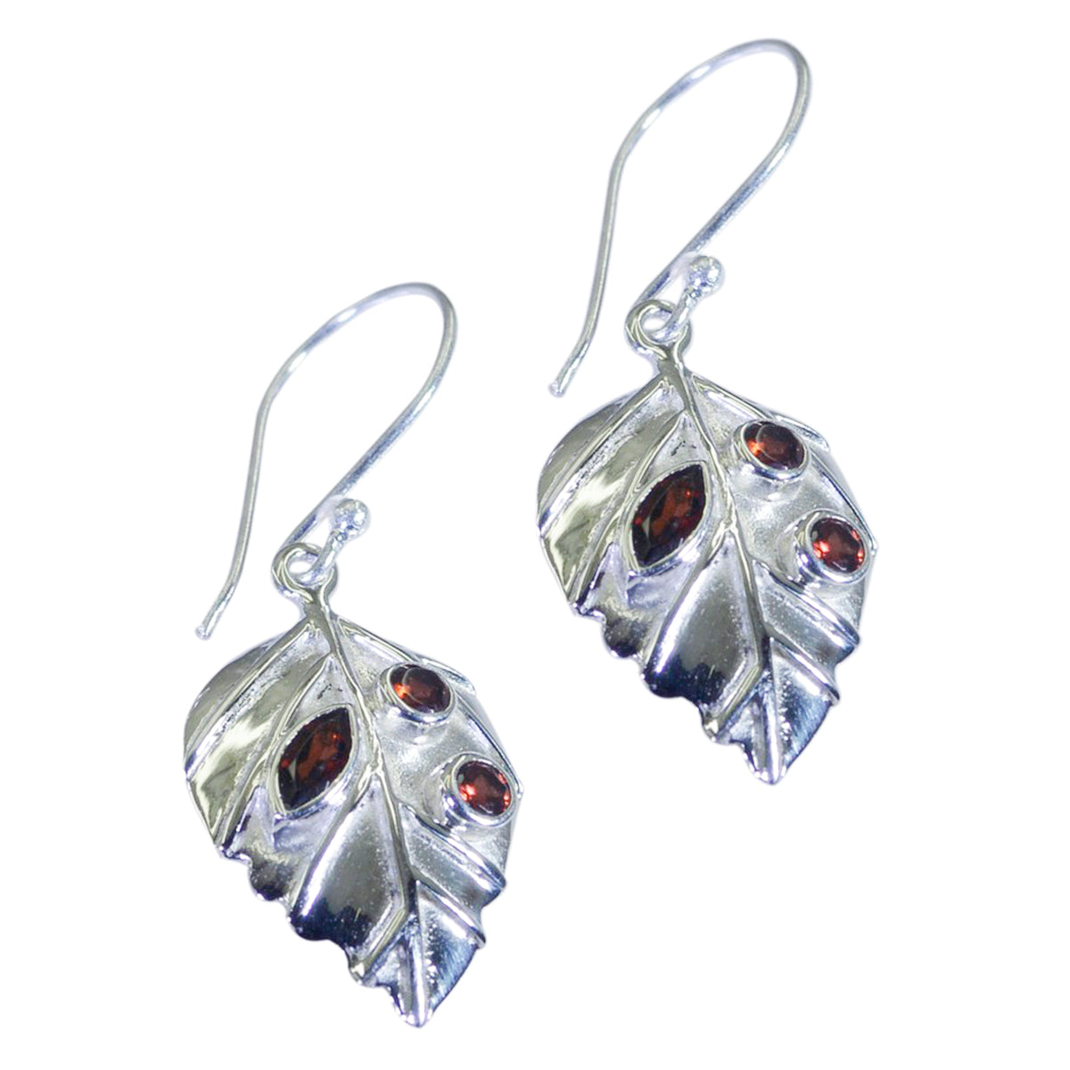 Riyo Nice Gemstone multi shape Faceted Red Garnet Silver Earring gift for mother