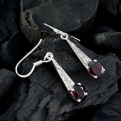 Riyo Nice Gemstone multi shape Faceted Red Garnet Silver Earring graduation gift