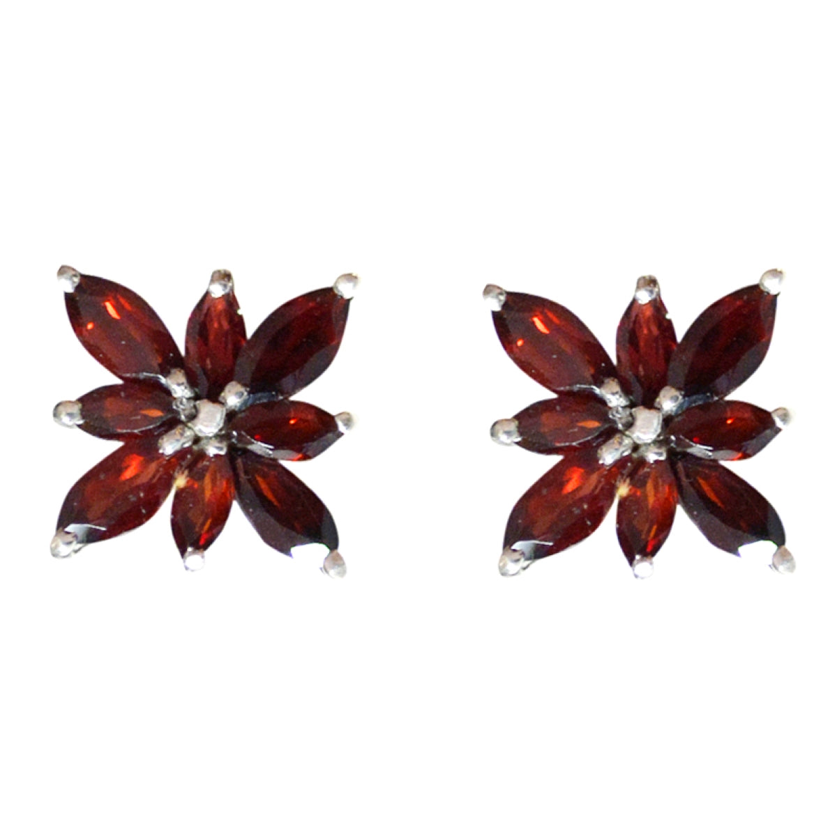Riyo Nice Gemstone multi shape Faceted Red Garnet Silver Earrings gift for daughter's day
