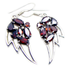 Riyo Nice Gemstone multi shape Faceted Red Garnet Silver Earrings gift for independence day