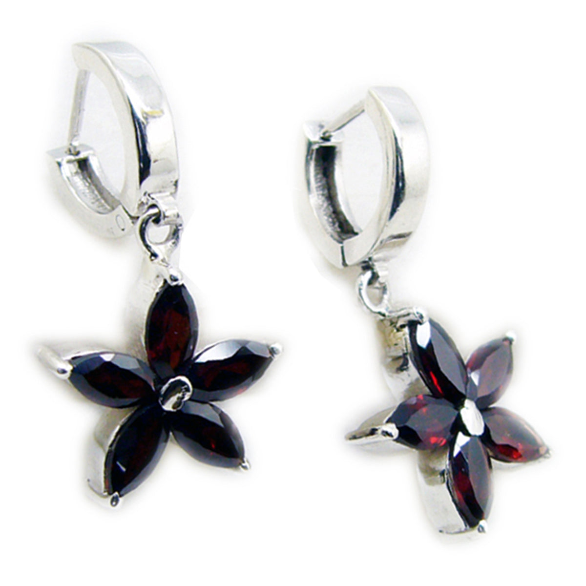 Riyo Nice Gemstone multi shape Faceted Red Garnet Silver Earrings gift for wedding