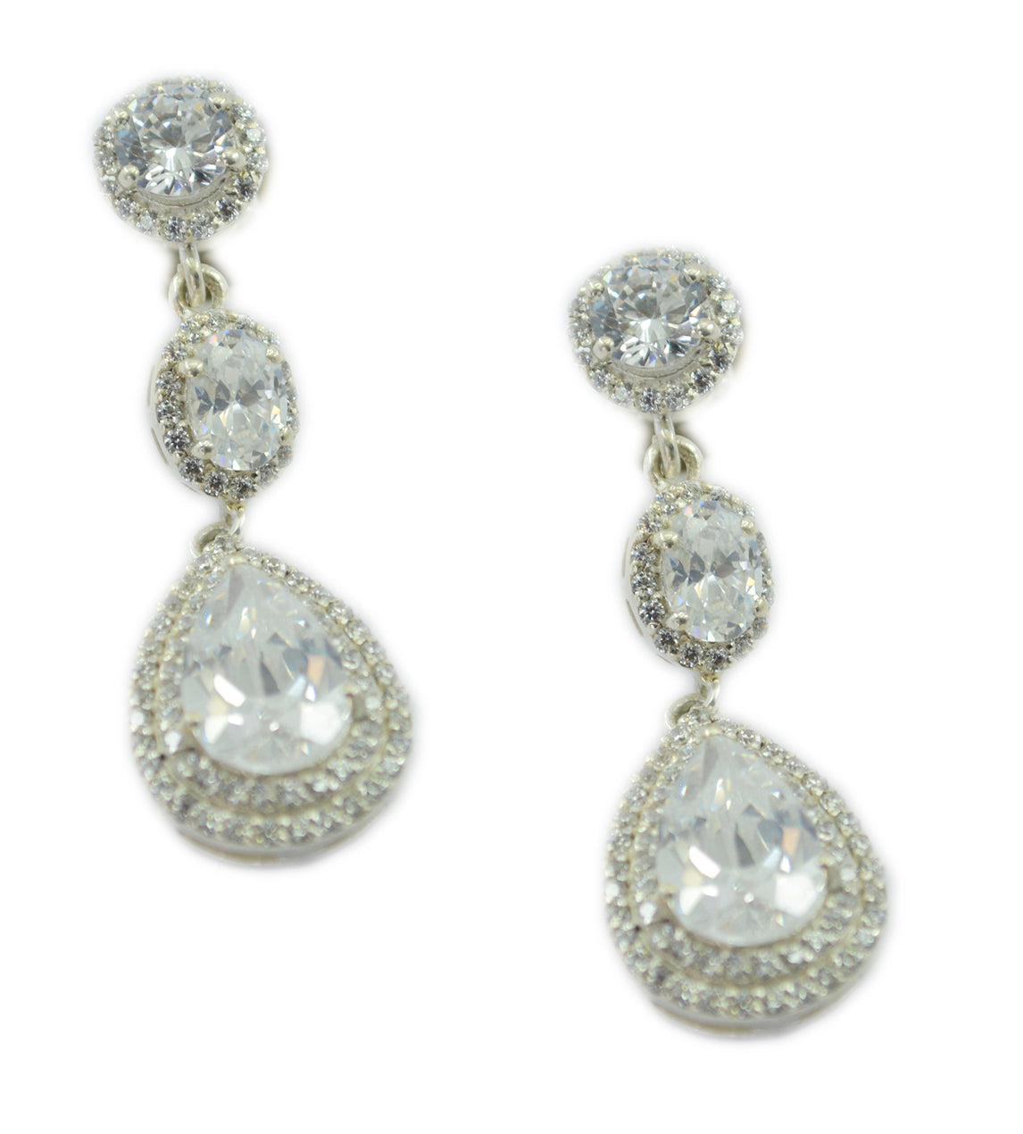 Riyo Nice Gemstone multi shape Faceted White White CZ Silver Earrings gift for mom