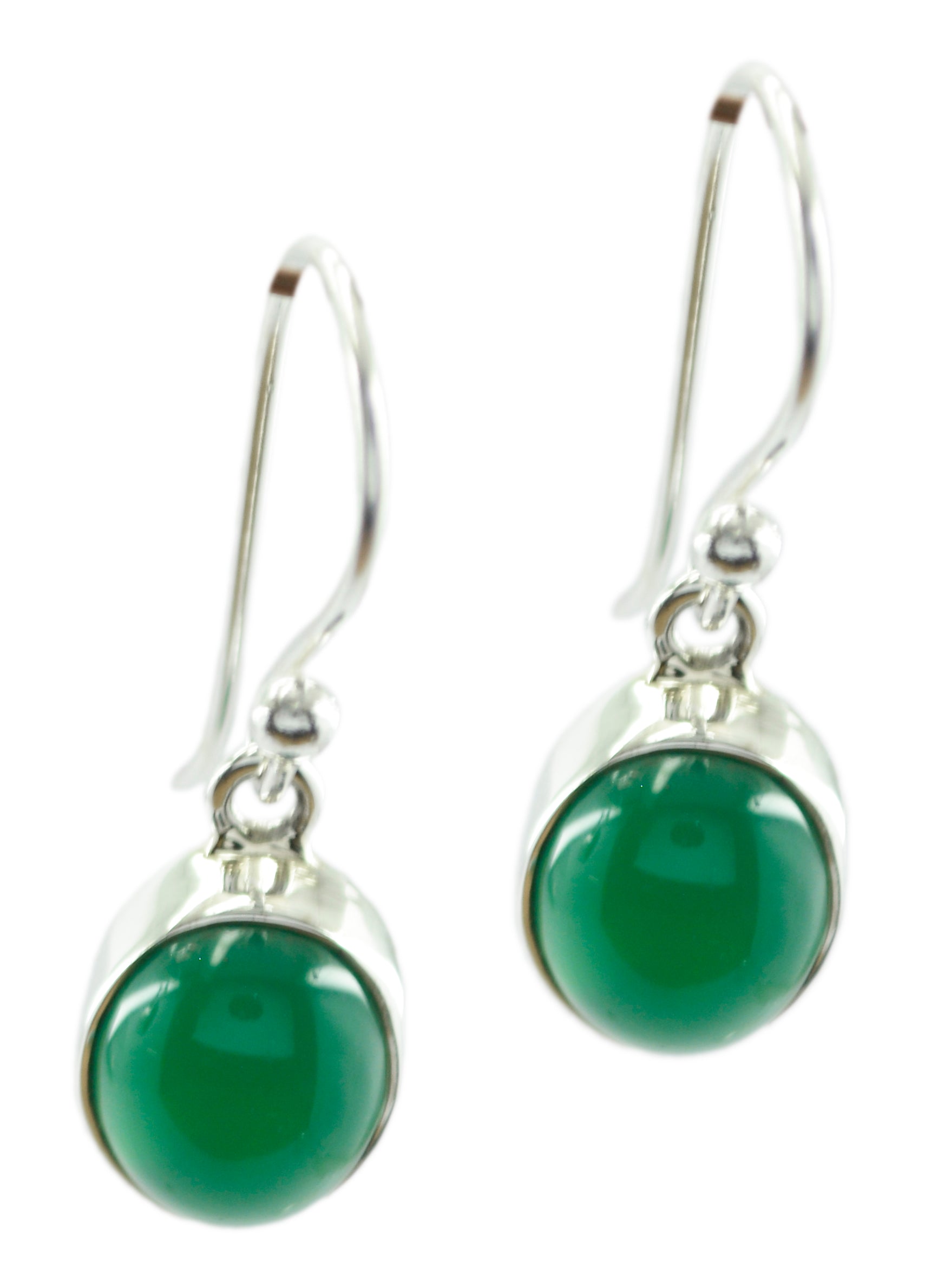Riyo Nice Gemstone oval Cabochon Green Onyx Silver Earrings gift for good Friday