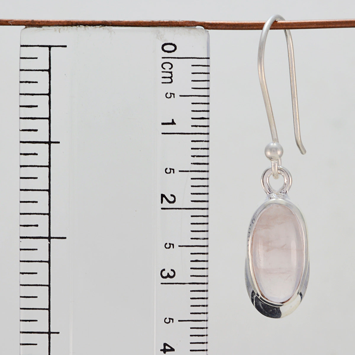 Riyo Nice Gemstone oval Cabochon Pink Rose Quartz Silver Earrings children day gift