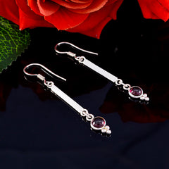 Riyo Nice Gemstone oval Cabochon Red Garnet Silver Earring gift for easter Sunday
