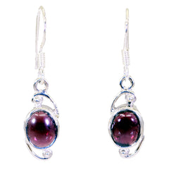 Riyo Nice Gemstone oval Cabochon Red Garnet Silver Earrings gift for labour day