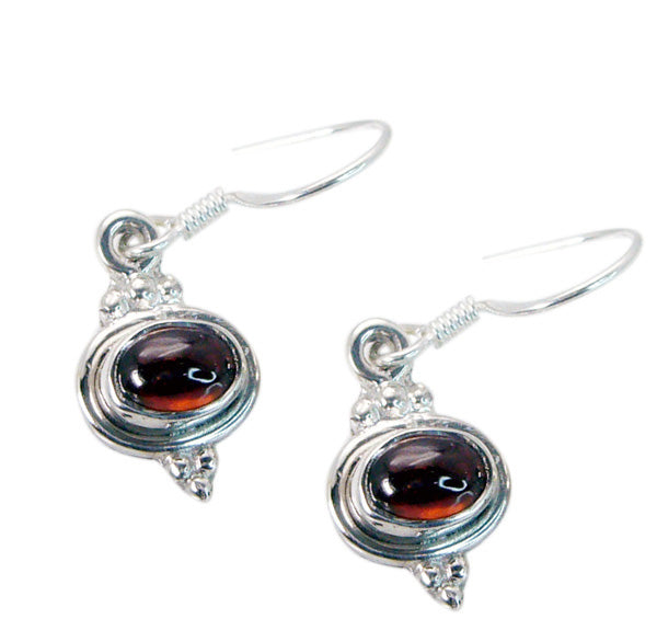 Riyo Nice Gemstone oval Cabochon Red Garnet Silver Earrings st. patricks day gift
