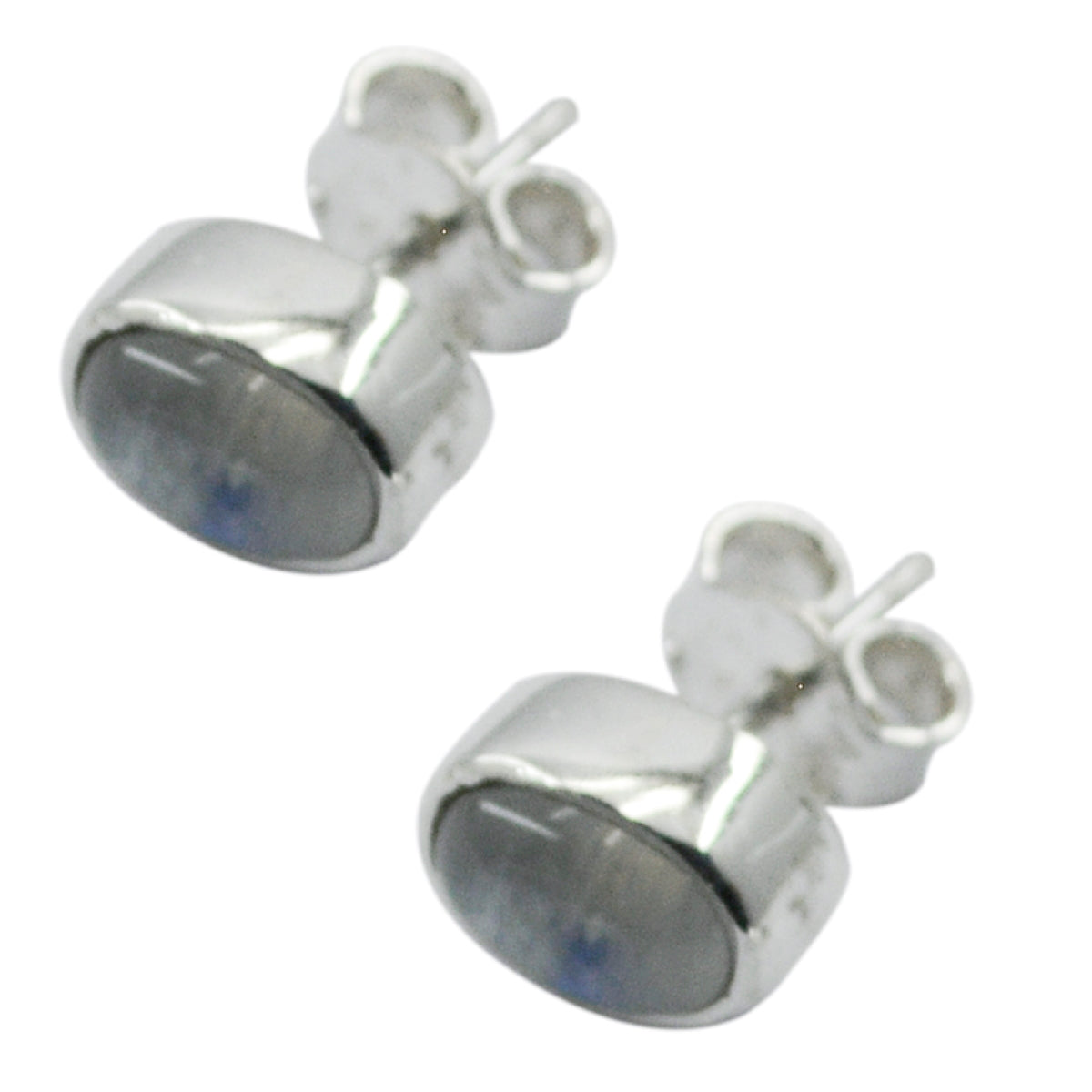 Riyo Nice Gemstone oval Cabochon White Rainbow Moonstone Silver Earrings gift for anniversary