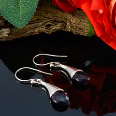 Riyo Nice Gemstone oval Checker Black Onyx Silver Earring b' day gift