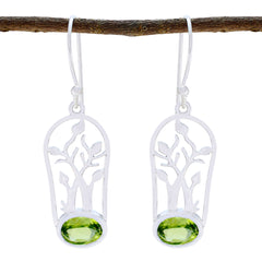 Riyo Nice Gemstone oval Faceted Green Peridot Silver Earring gift for good