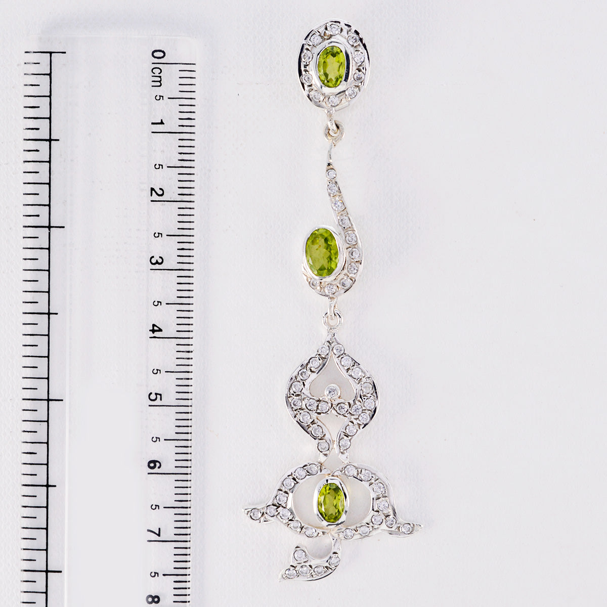 Riyo Nice Gemstone oval Faceted Green Peridot Silver Earrings halloween gift