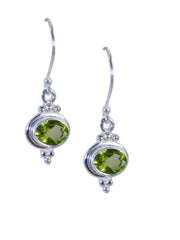 Riyo Nice Gemstone oval Faceted Green Peridot Silver Earrings independence gift