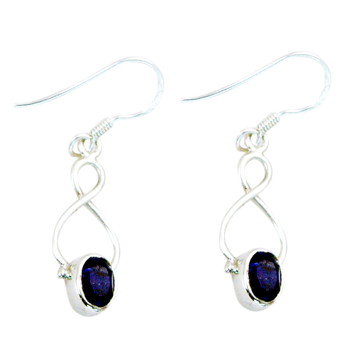 Riyo Nice Gemstone oval Faceted Nevy Blue Lapis Lazuli Silver Earrings good Friday gift