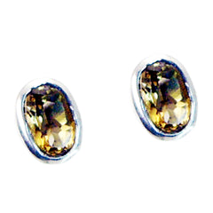 Riyo Nice Gemstone oval Faceted Yellow Citrine Silver Earring moms day gift