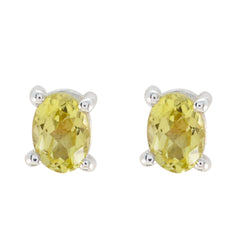 Riyo Nice Gemstone oval Faceted Yellow Lemon Quartz Silver Earrings wedding gift