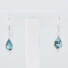 Riyo Nice Gemstone pear Cabochon Multi Turquoise Silver Earring Faishonable day gift