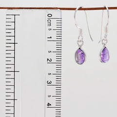 Riyo Nice Gemstone pear Cabochon Purple Amethyst Silver Earrings gift for b' day