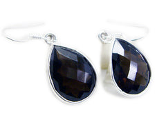 Riyo Nice Gemstone pear Checker Brown Smokey Quartz Silver Earrings gift for halloween