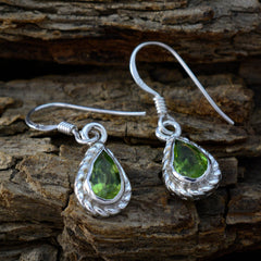 Riyo Nice Gemstone pear Faceted Green Peridot Silver Earring gift for Faishonable day