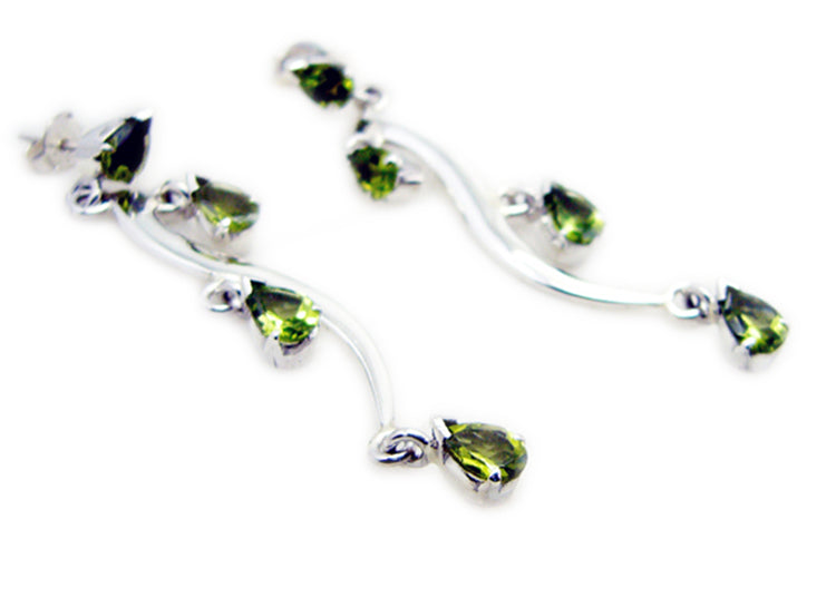 Riyo Nice Gemstone pear Faceted Green Peridot Silver Earring grandmom gift