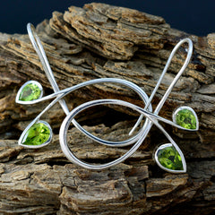 Riyo Nice Gemstone pear Faceted Green Peridot Silver Earrings christmas day gift