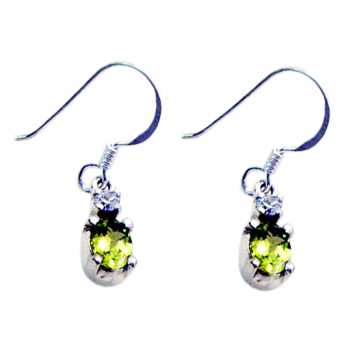 Riyo Nice Gemstone pear Faceted Green Peridot Silver Earrings gift fordaughter day