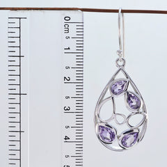 Riyo Nice Gemstone pear Faceted Purple Amethyst Silver Earrings college graduation