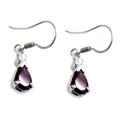 Riyo Nice Gemstone pear Faceted Red Garnet Silver Earring gift for wedding