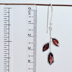 Riyo Nice Gemstone pear Faceted Red Garnet Silver Earrings daughter's day gift