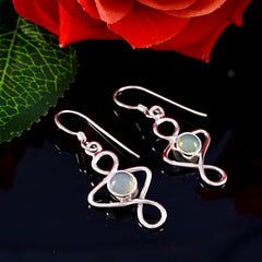 Riyo Nice Gemstone round Cabochon Blue Chalcedony Silver Earring gift for teachers day