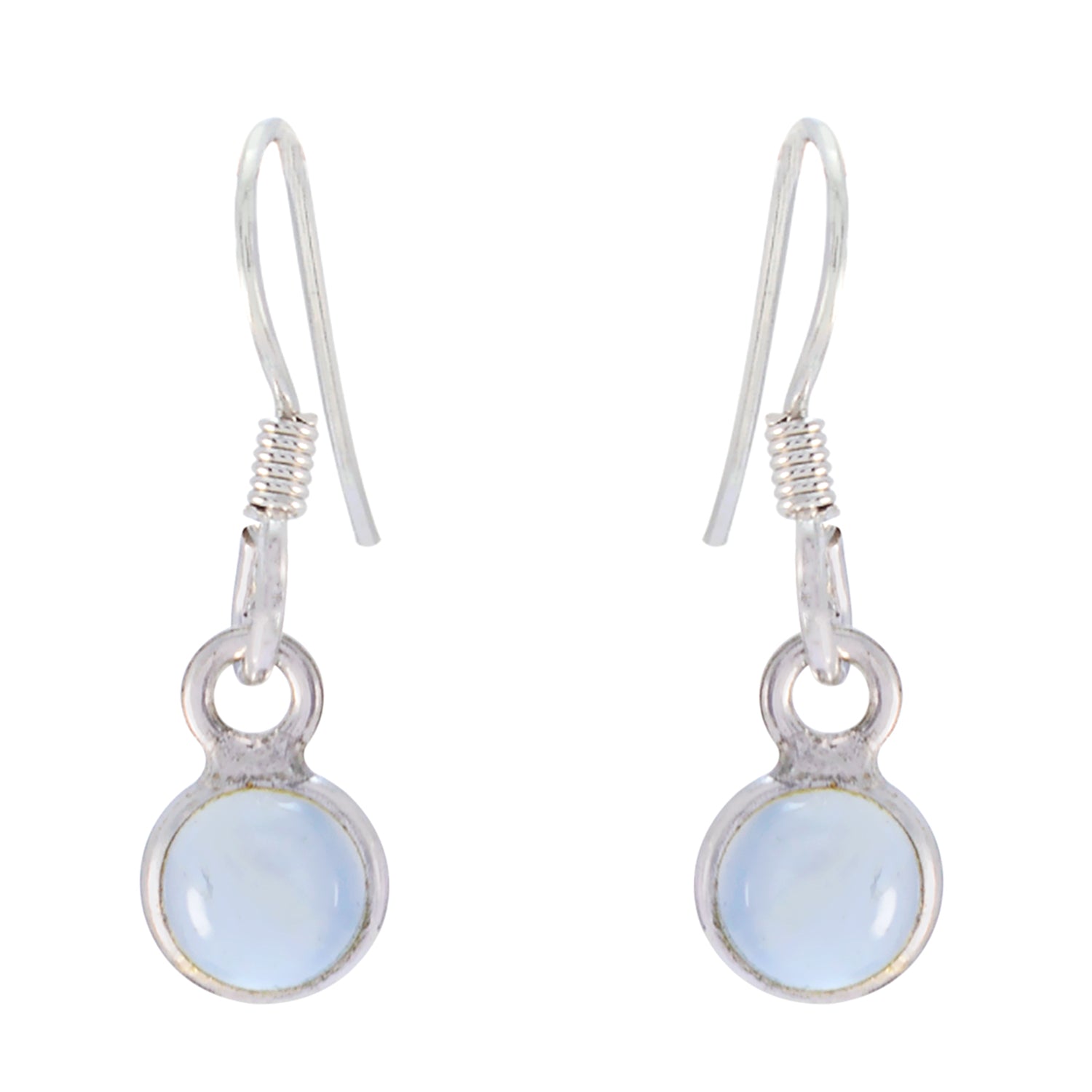 Riyo Nice Gemstone round Cabochon Blue Chalcedony Silver Earrings gift for mothers day