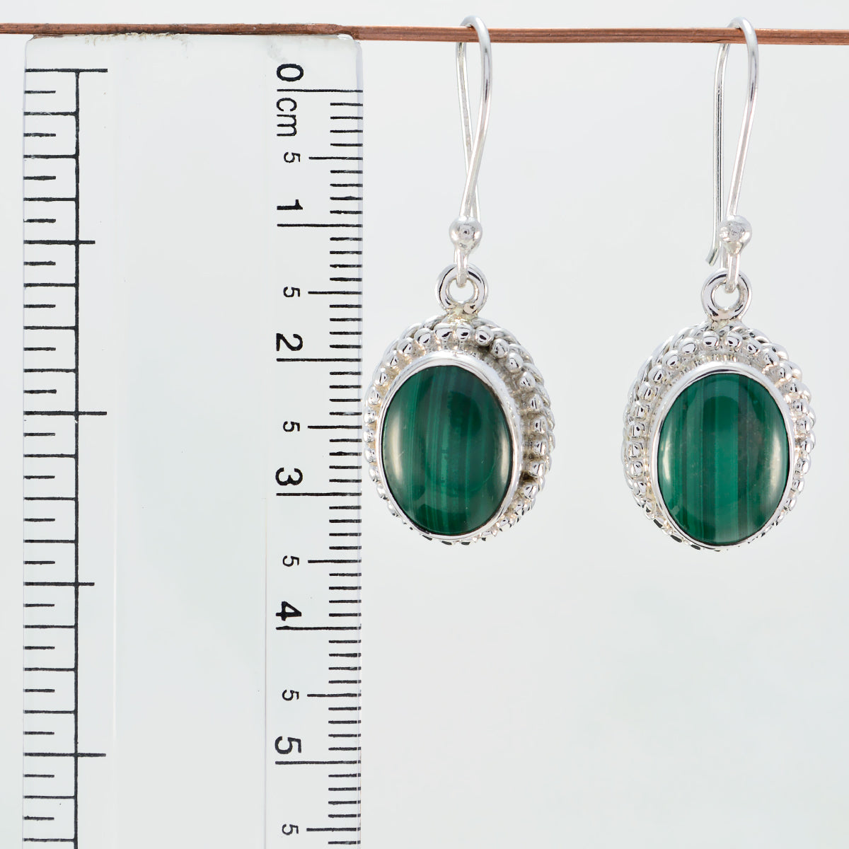 Riyo Nice Gemstone round Cabochon Green Malachatie Silver Earrings gift for labour day